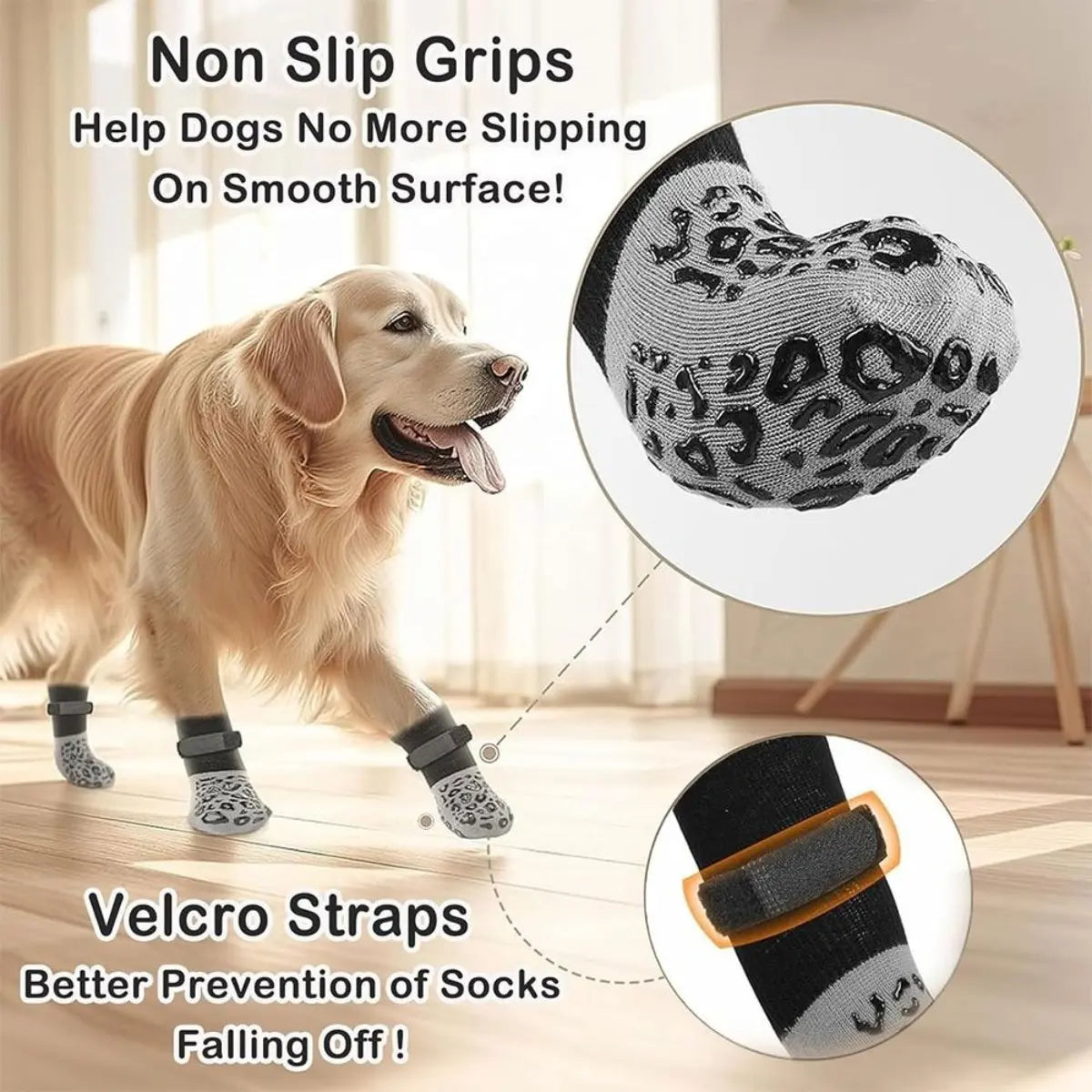4 Meias Antiderrapantes para Cachorros – Proteção das Patas e Conforto no Inverno