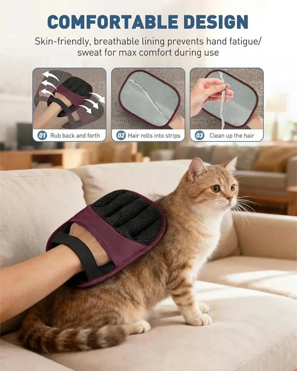 Luva Removedora de Pelos Pet Eletrostática Dupla – Para Cães, Gatos, Sofás e Roupas