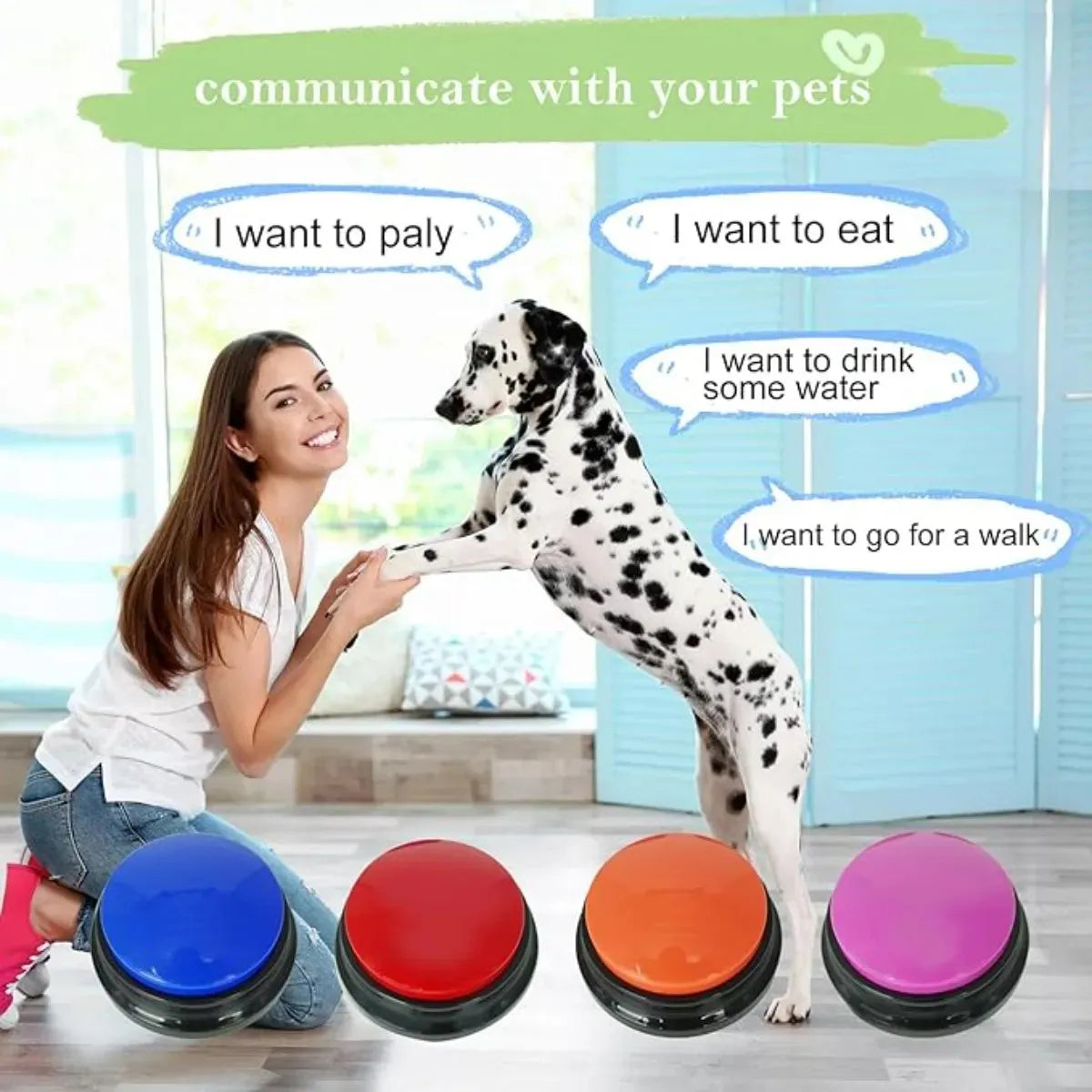 Botão Gravável para Adestramento de Cães e Gatos – Comunicação por Voz e Treino