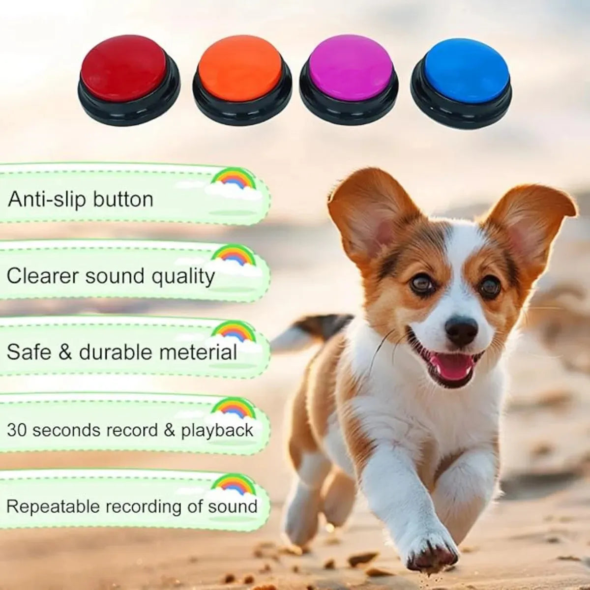 Botão Gravável para Adestramento de Cães e Gatos – Comunicação por Voz e Treino
