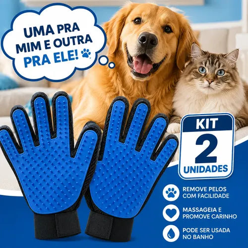 Luva Removedora de Pelos Pet Eletrostática Dupla – Para Cães, Gatos, Sofás e Roupas