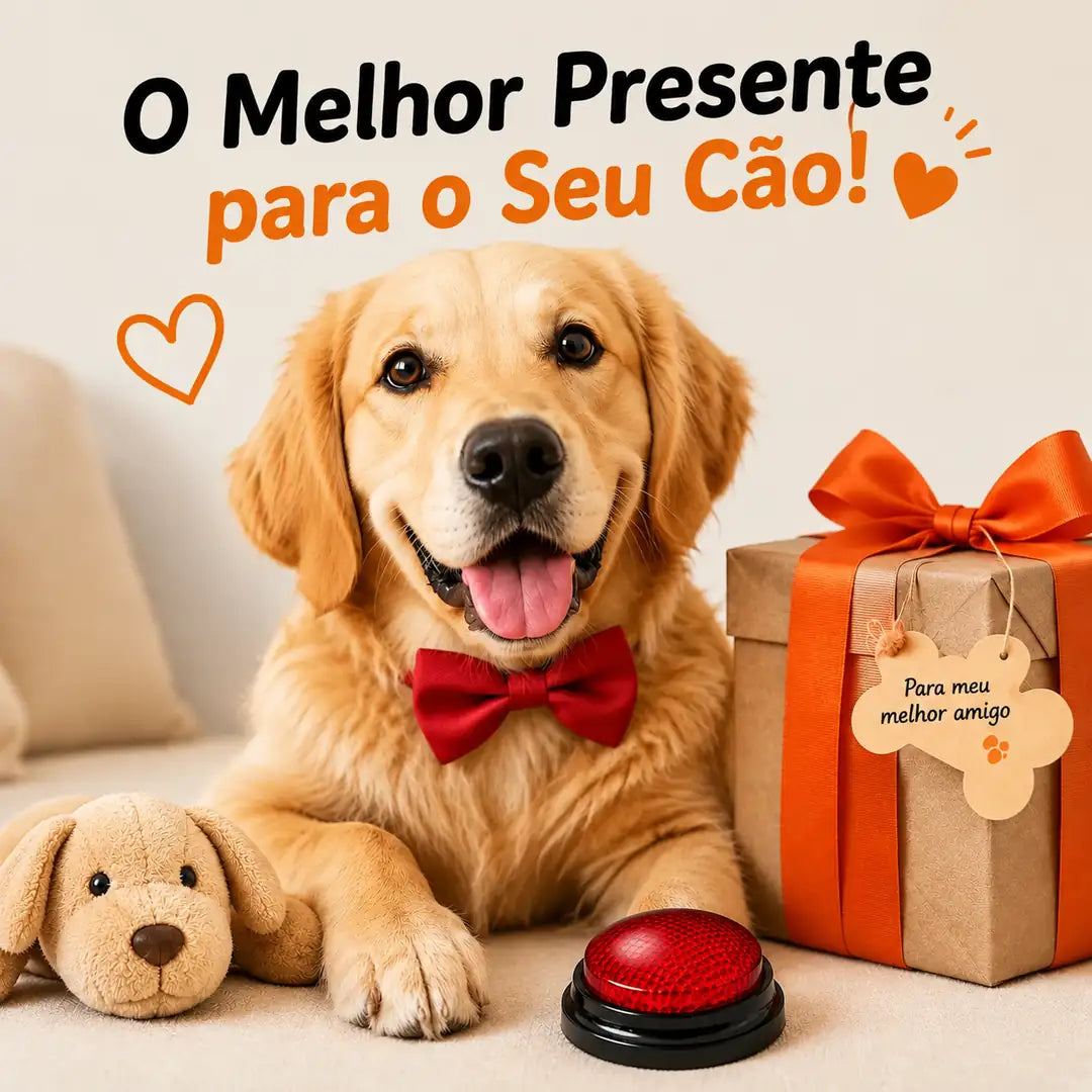 Kit com 4 Botões de Voz para Cachorros com Adesivos e Efeito Luminoso
