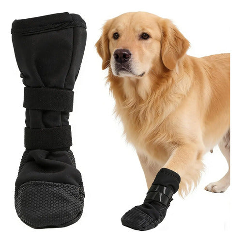 Bota Protetora Para Patas Feridas De Cães C/ Faixa Ajustável-Preto