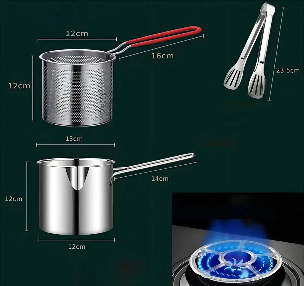 Fritadeira Profunda Aço Inoxidável Doméstica 1L Cesto Removível