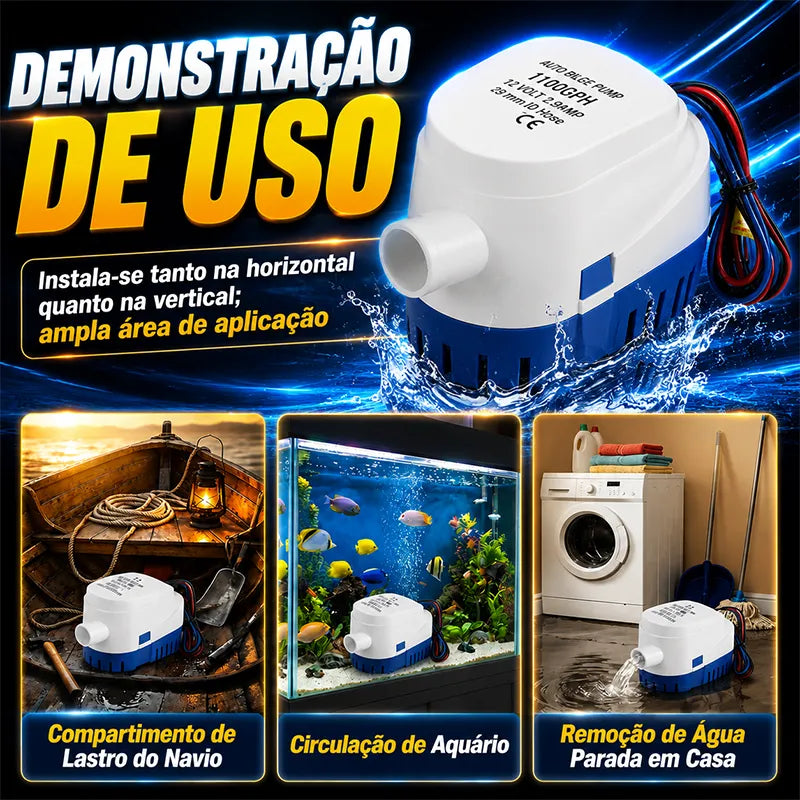 Novo 1100gph 12v Bomba Submersível Automática